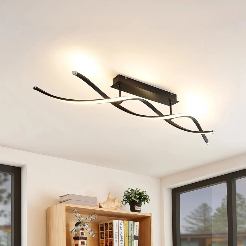 B-Ware Lindby Deckenleuchte Deckenlampe LED Welina schwarz dimmbar Deckenspot Lampe