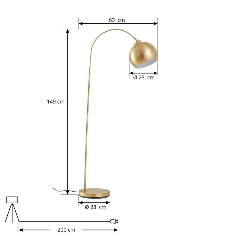 B-Ware Lindby Bogenstehlampe Moisia LED Stehleuchte Lampe messingfarben 150cm Metall
