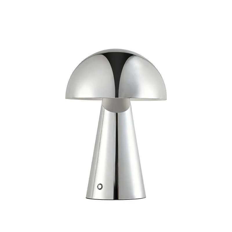 B-Ware Lindby LED-Akkutischlampe Nevijo chrom Ø20cm USB dimmbar Touch-Dimmer