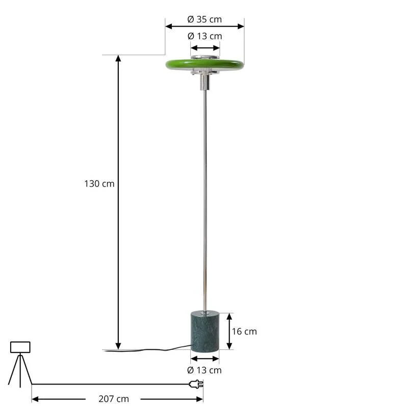 B-Ware Lindby Stehleuchte Standlampe Retro Standleuchte Marmor 130cm E27 grün Metall