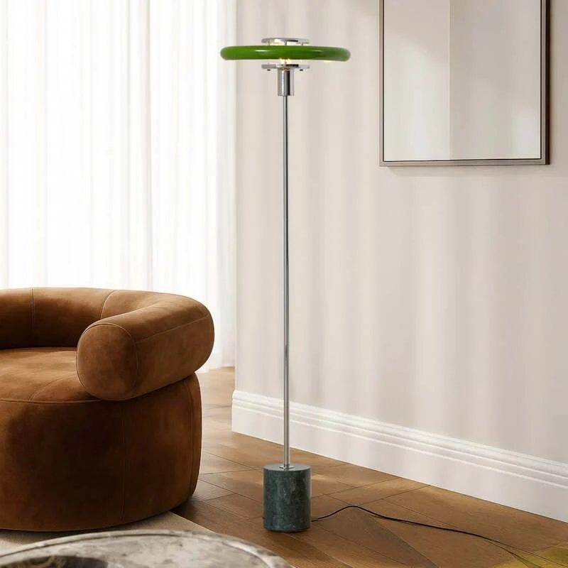 B-Ware Lindby Stehleuchte Standlampe Retro Standleuchte Marmor 130cm E27 grün Metall
