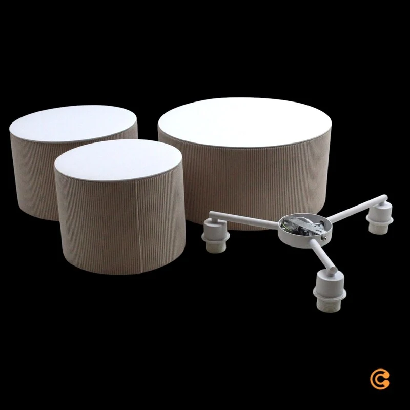 B-Ware JUST LIGHT. Deckenleuchte Green Duro Textil Deckenlampe beige 3-flammig E27 LED