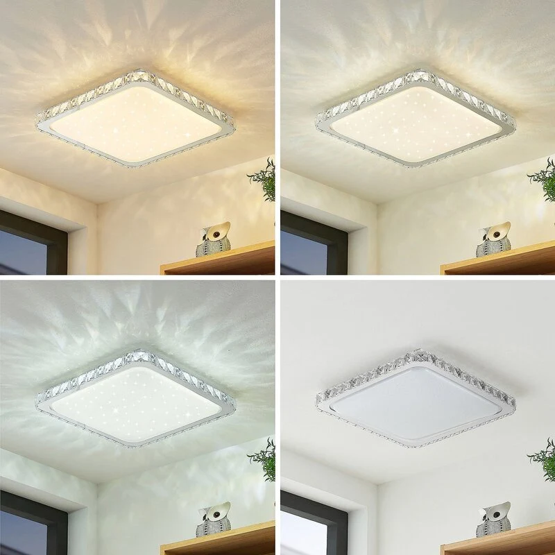 B-Ware Lindby Deckenlampe Lorand LED Leuchte dimmbar CCT Fernbedienung chrom weiß
