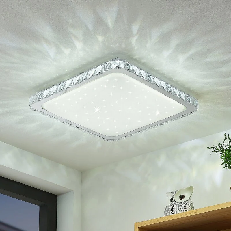 B-Ware Lindby Deckenlampe Lorand LED Leuchte dimmbar CCT Fernbedienung chrom weiß