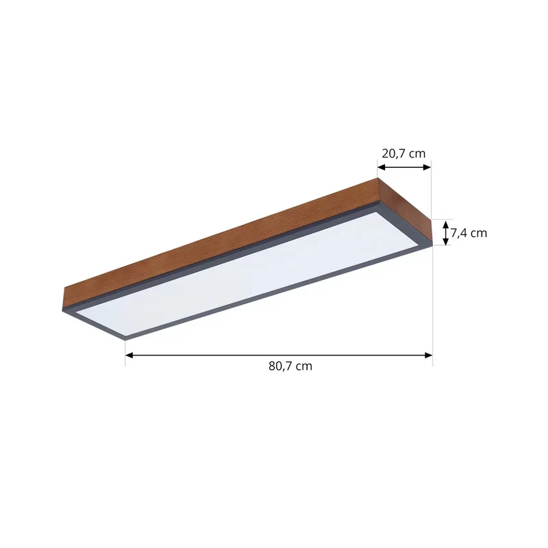 B-Ware Lindby Deckenleuchte Deckenlampe LED Laviona Holzdekor graphitgrau weiß 80 cm