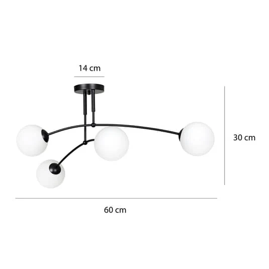 B-Ware Euluna Deckenlampe Deckenlampe Lampe Leuchte Pregos 4 in Schwarz vierflammig
