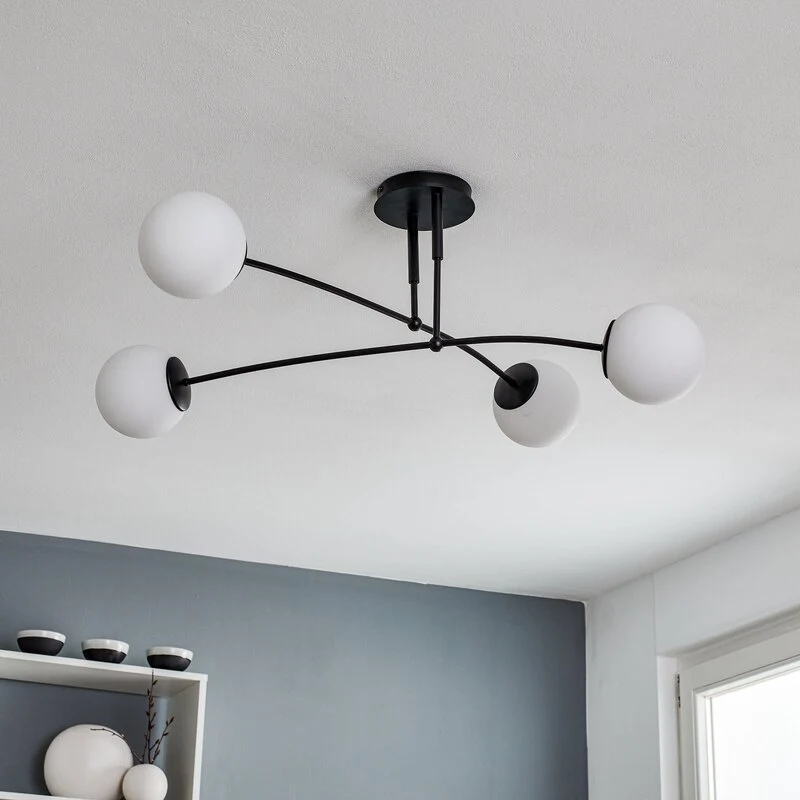B-Ware Euluna Deckenlampe Deckenlampe Lampe Leuchte Pregos 4 in Schwarz vierflammig