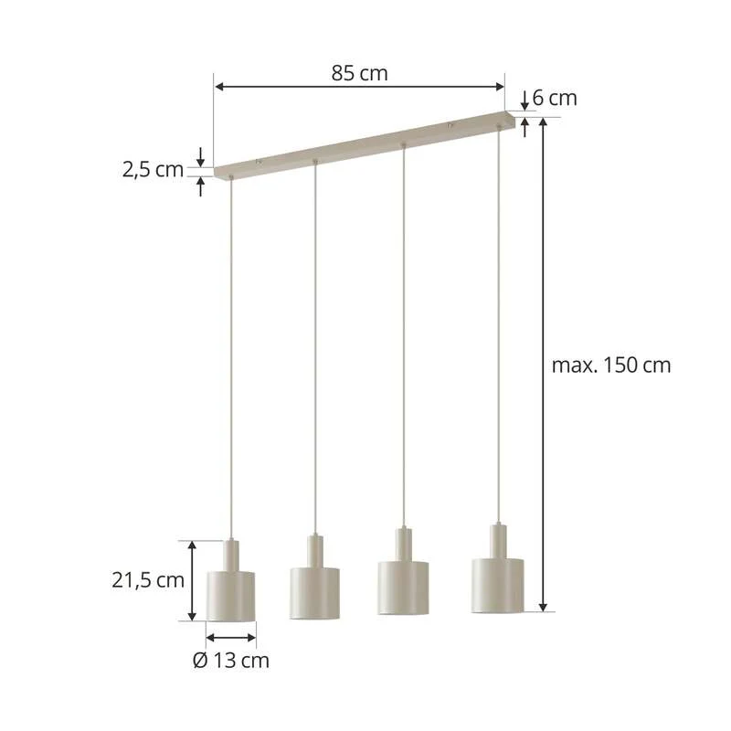 B-Ware Lindby Hängelampe Hängeleuchte Ovelia LED Pendelleuchte dimmbar beige 4-flammig