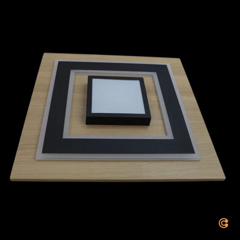 B-Ware JUST LIGHT LED Deckenlampe Leuchte Tola Holz hell schwarz 3000K 40x40cm 26W