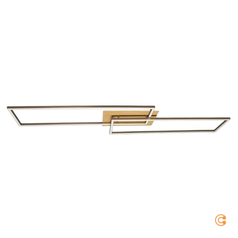 B-Ware JUST LIGHT Deckenleuchte Lampe LED dimmbar Stahl Holz Fernbedienung Iven 110 cm