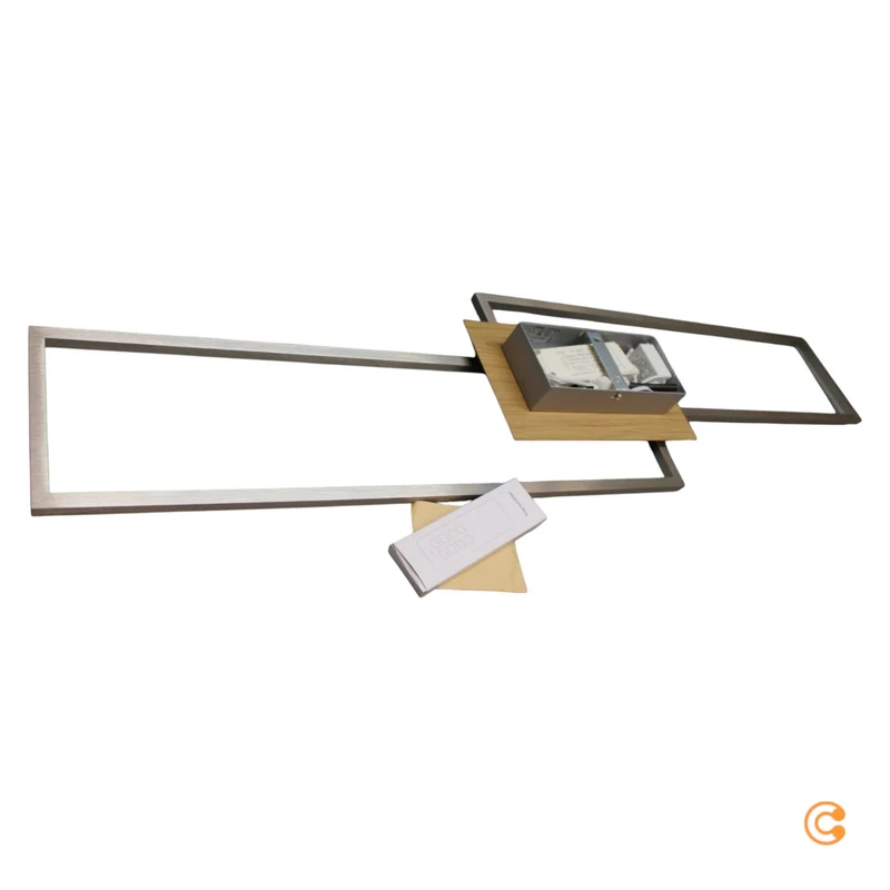B-Ware JUST LIGHT Deckenleuchte Lampe LED dimmbar Stahl Holz Fernbedienung Iven 110 cm