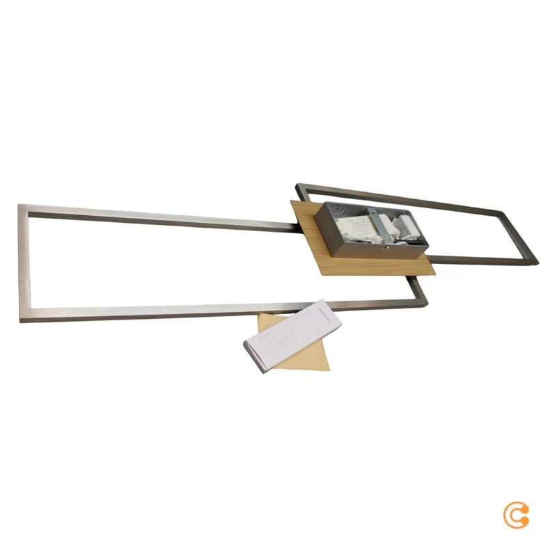 B-Ware JUST LIGHT Deckenleuchte Lampe LED dimmbar Stahl Holz Fernbedienung Iven 110 cm