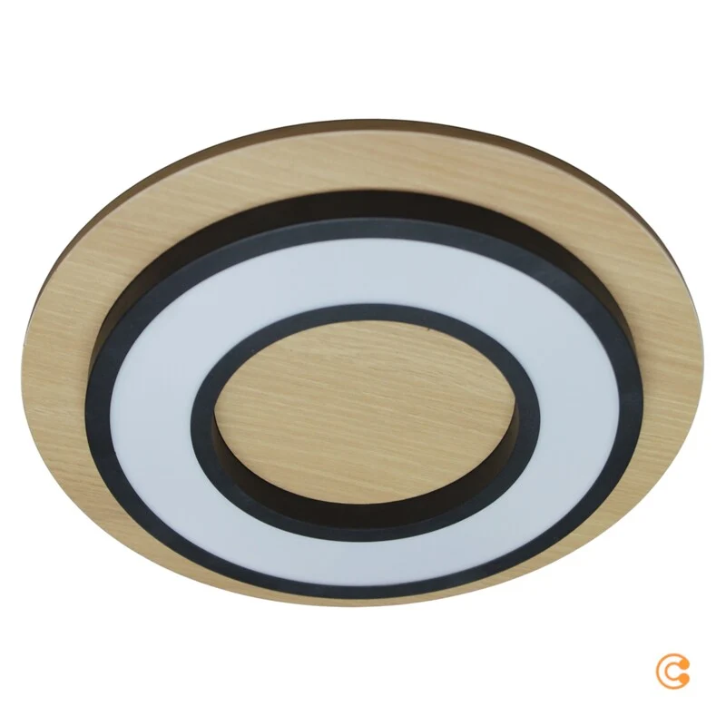 B-Ware JUST LIGHT Deckenleuchte Lampe LED Holz schwarz Tola rund Warmweiß 3000K