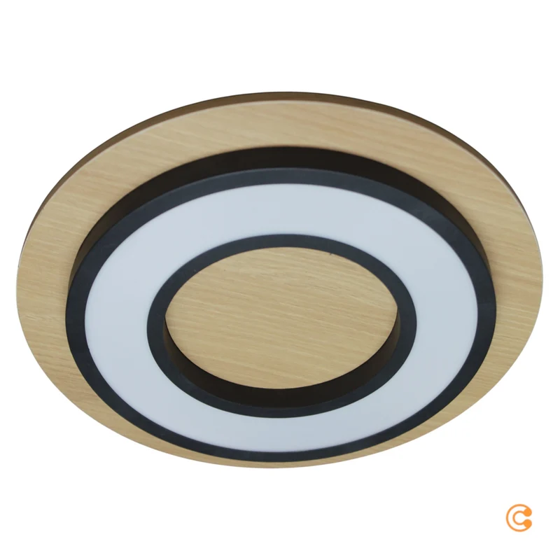 B-Ware JUST LIGHT Deckenleuchte Lampe LED Holz schwarz Tola rund Warmweiß 3000K