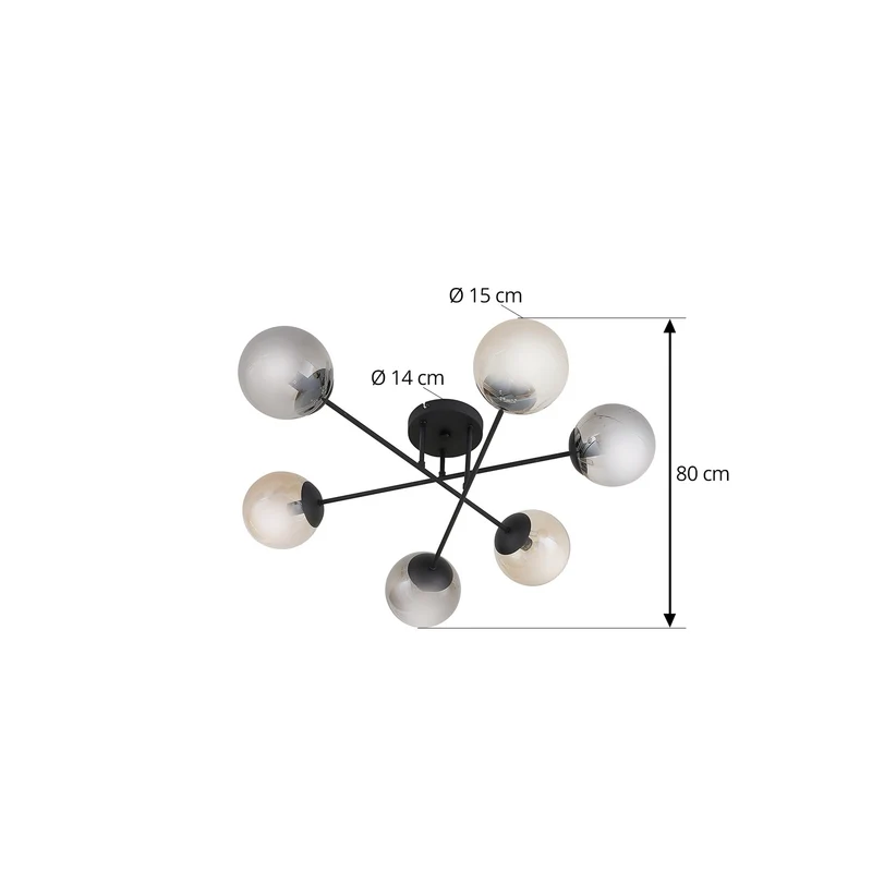 B-Ware Lindby Deckenleuchte Lampe Isamer Kugel rauchgrau amber Glas Wohnzimmer