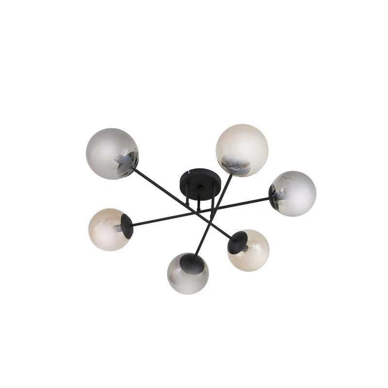 B-Ware Lindby Deckenleuchte Lampe Isamer Kugel rauchgrau amber Glas Wohnzimmer
