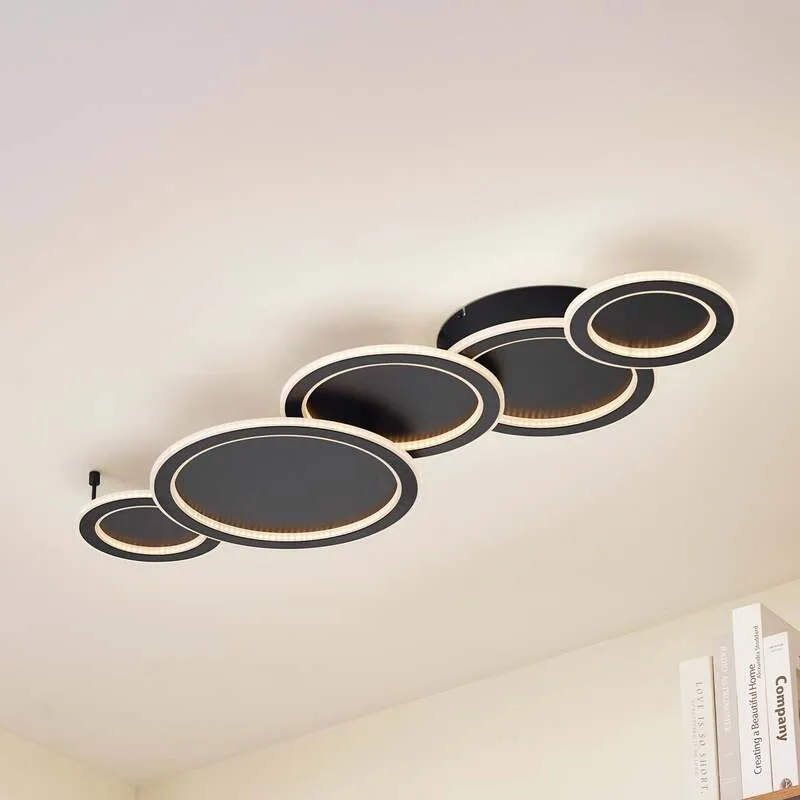 B-Ware Lucande LED-Deckenleuchte Diala schwarz Metall 96 cm Deckenlampe Lampe Leuchte