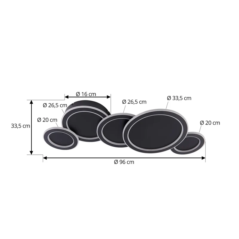 B-Ware Lucande LED-Deckenleuchte Diala schwarz Metall 96 cm Deckenlampe Lampe Leuchte