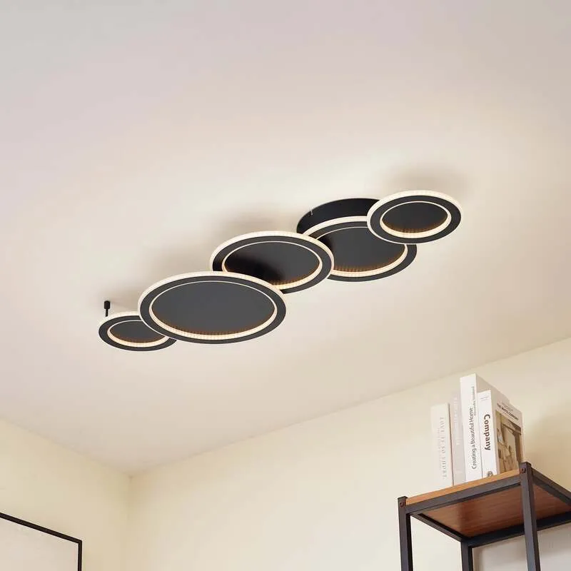 B-Ware Lucande LED-Deckenleuchte Diala schwarz Metall 96 cm Deckenlampe Lampe Leuchte