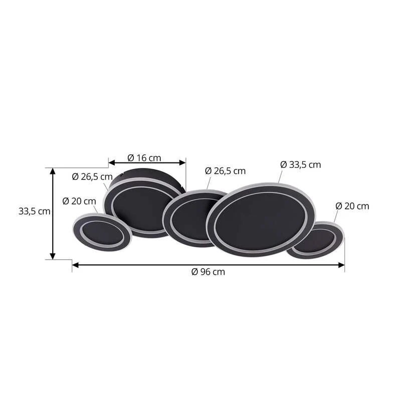 B-Ware Lucande LED-Deckenleuchte Diala schwarz Metall 96 cm Deckenlampe Lampe Leuchte