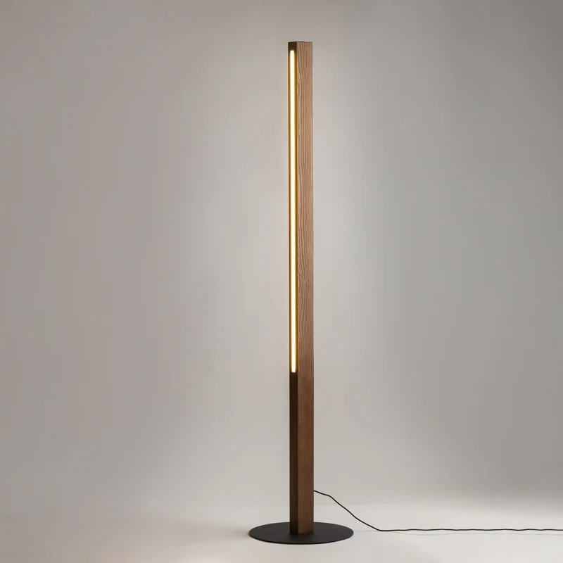 B-Ware LED Holzstehleuchte Teo Standlampe LED Leuchte walnuss 120 cm Touchdimmer