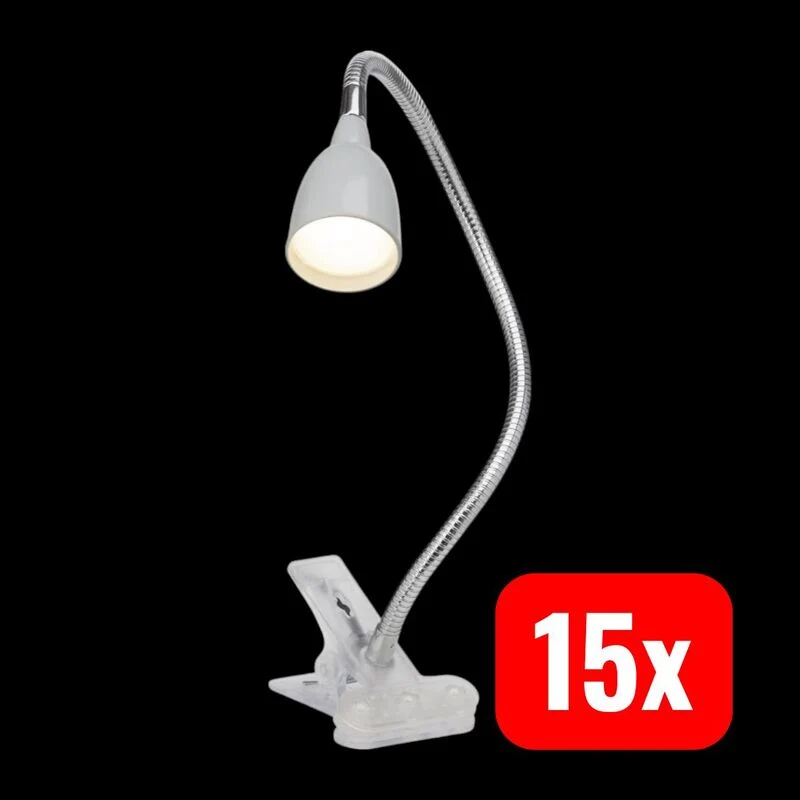 15x B-Ware Brilliant Antony Klemmleuchte Tischleuchte Tischlampe LED fest eingebaut Titan