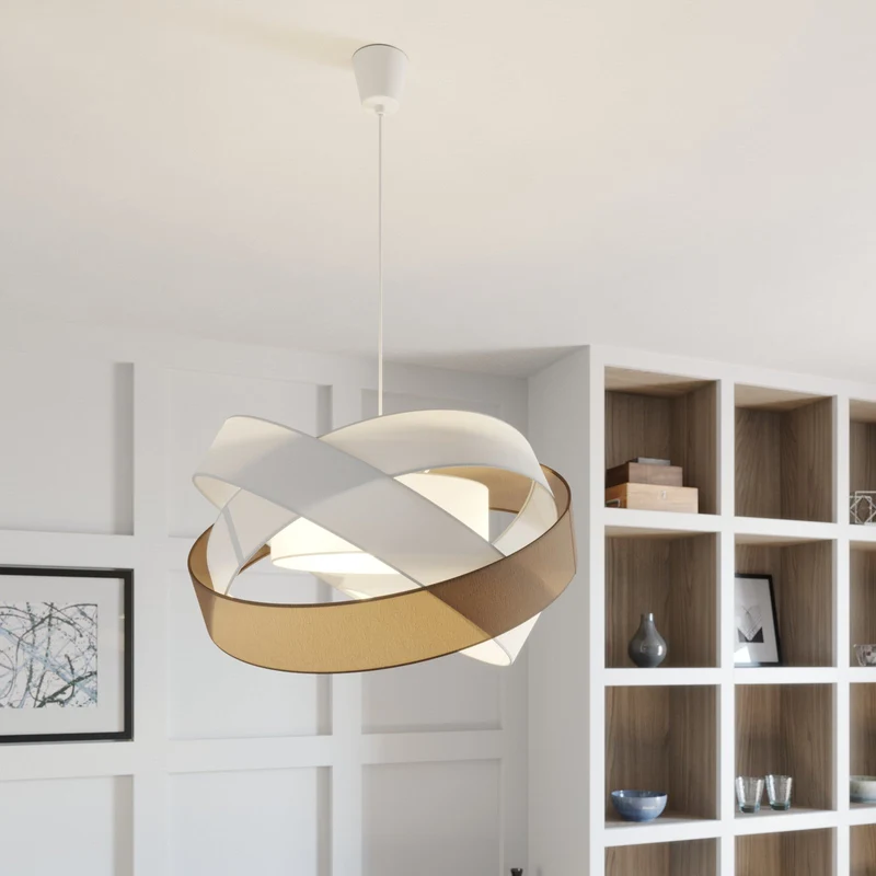 B-Ware Lindby Pendelleuchte Hängeleuchte Simaria LED Lampe dimmbar braun Ø60cm