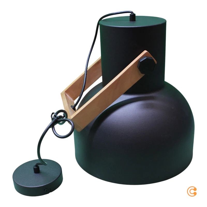 B-Ware JUST LIGHT Pendelleuchte Lampe Hängelampe schwarz CUP 2 1x E27 Akazienholz