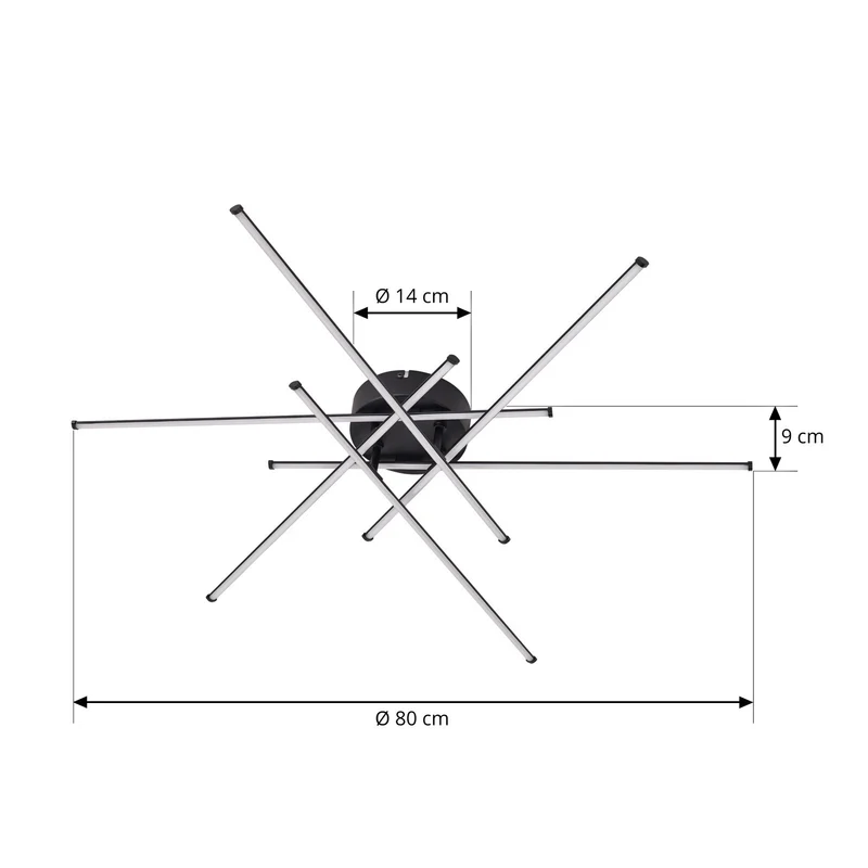 B-Ware Lindby Deckenleuchte Lampe LED Elviano schwarz Ø 80 cm 3000 K Aluminium Leuc373