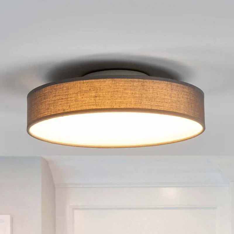 B-Ware Lindby LED-Stoffdeckenlampe Saira Deckenlampe Deckenleuchte Lampe Leuchte grau