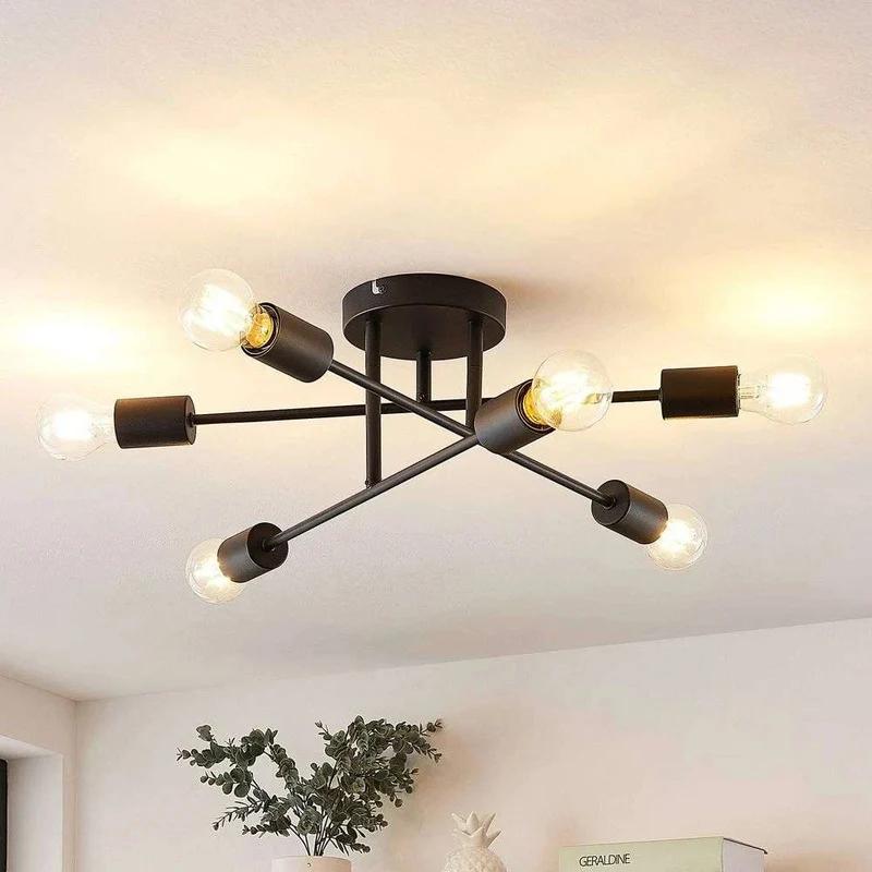B-Ware Lindby Estar Deckenleuchte Lampe Leuchte sechsflammig schwarz Metall E27 230V