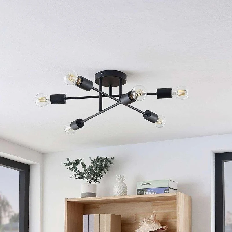 B-Ware Lindby Estar Deckenleuchte Lampe Leuchte sechsflammig schwarz Metall E27 230V