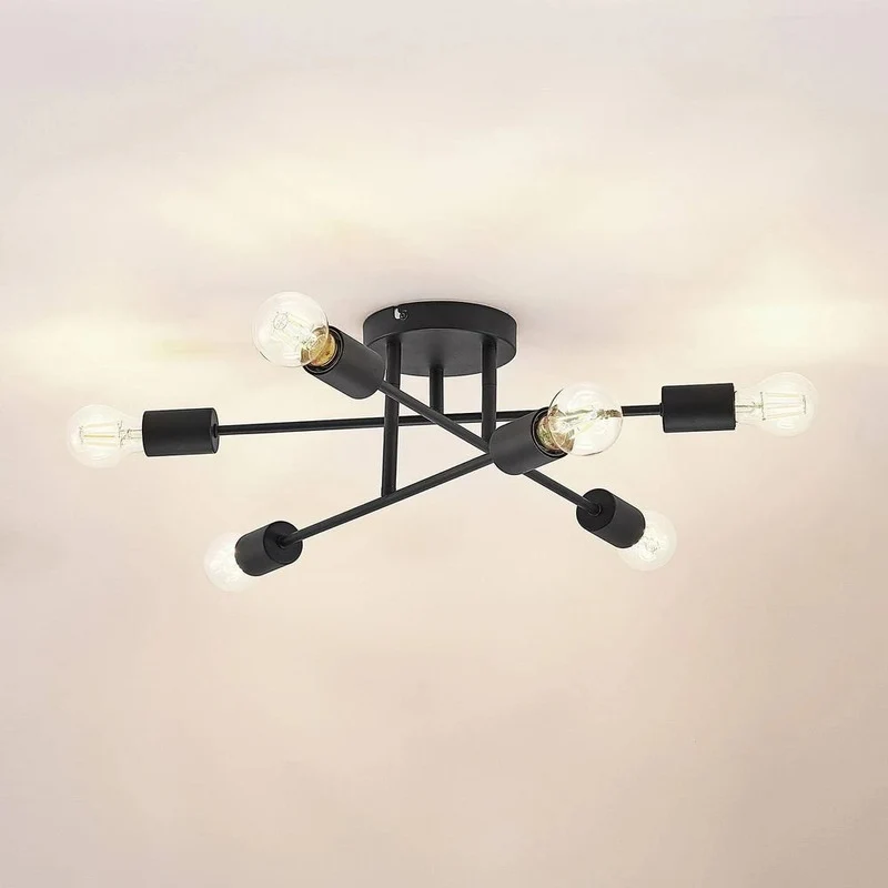 B-Ware Lindby Estar Deckenleuchte Lampe Leuchte sechsflammig schwarz Metall E27 230V