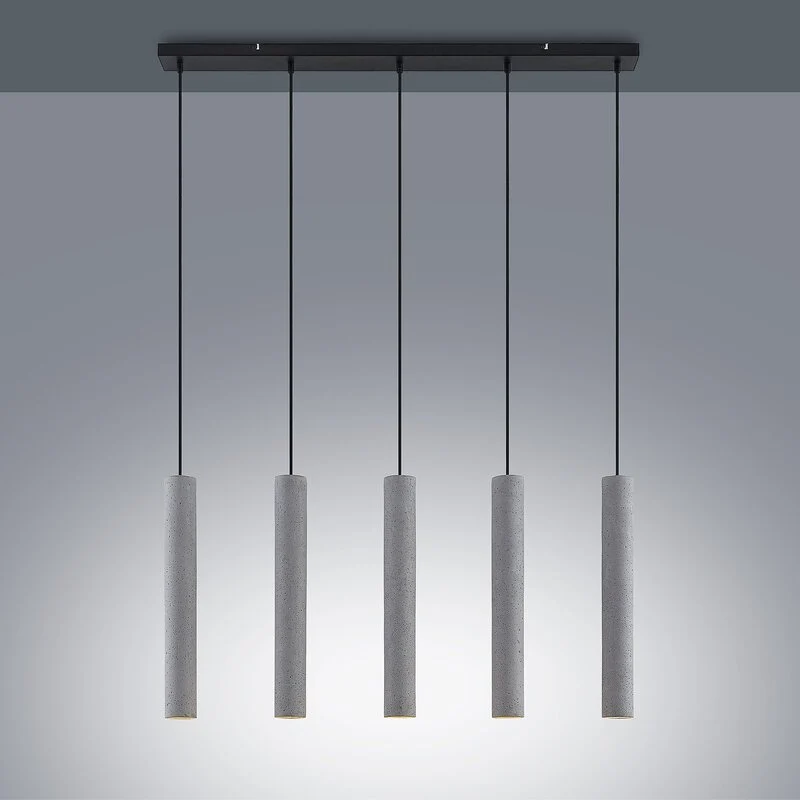 B-Ware Lindby Pendellampe Hängeleuchte Concretto LED 5-flg dimmbar grau 100cm Beton