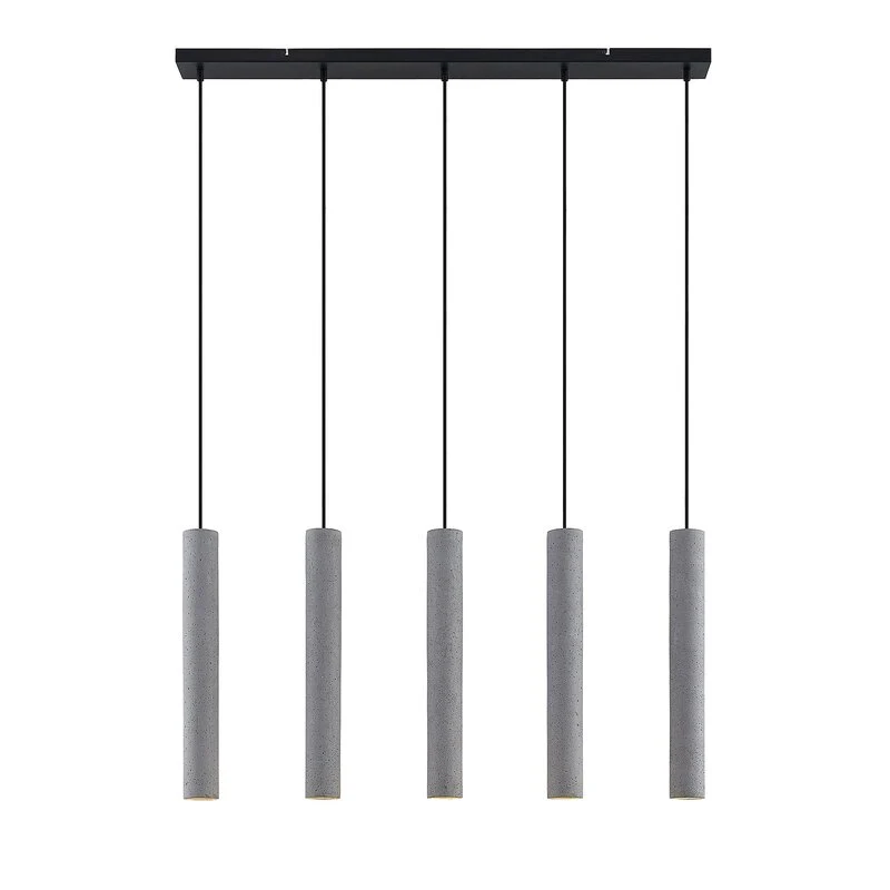 B-Ware Lindby Pendellampe Hängeleuchte Concretto LED 5-flg dimmbar grau 100cm Beton
