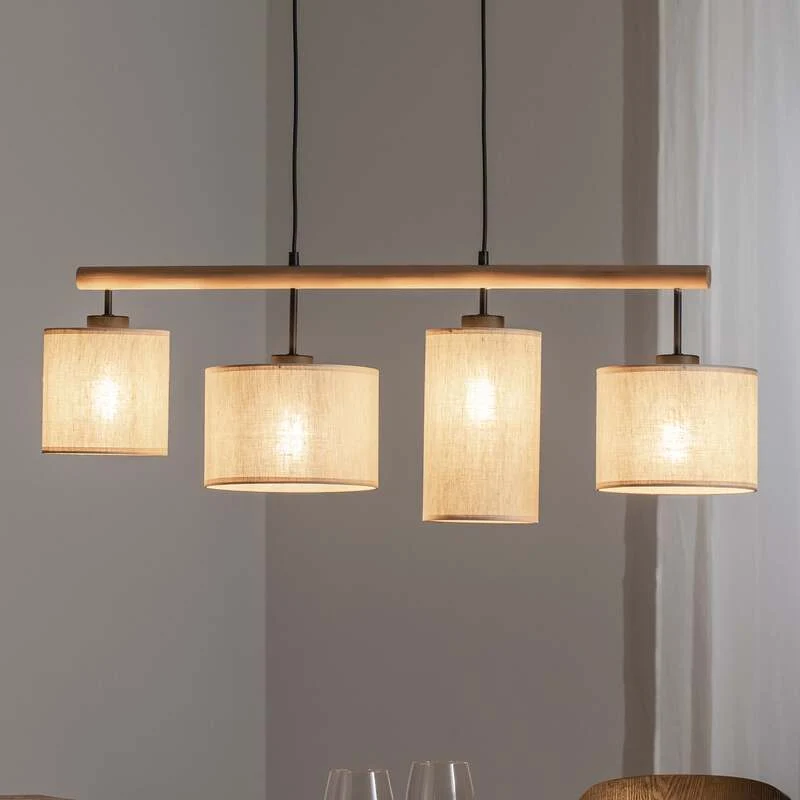 B-Ware TK Lighting Hängeleuchte Deva Nature LED Pendelleuchte dimmbar beige 96x22cm
