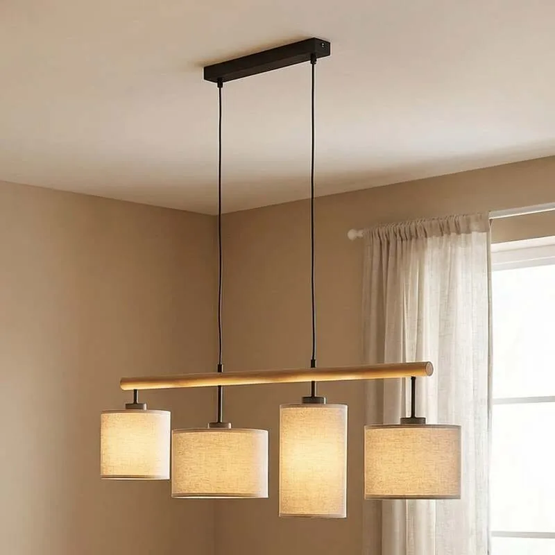 B-Ware TK Lighting Hängeleuchte Deva Nature LED Pendelleuchte dimmbar beige 96x22cm