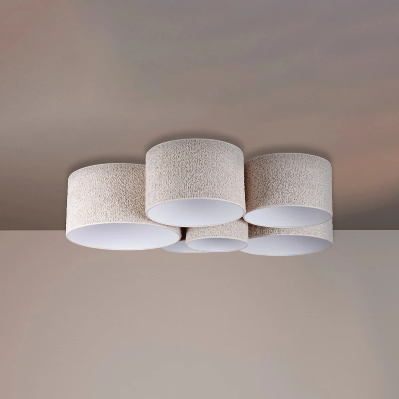 B-Ware Euluna Deckenleuchte Boucle 6-flammig LED Lampe dimmbar ecru Ø100cm 35cm Höhe