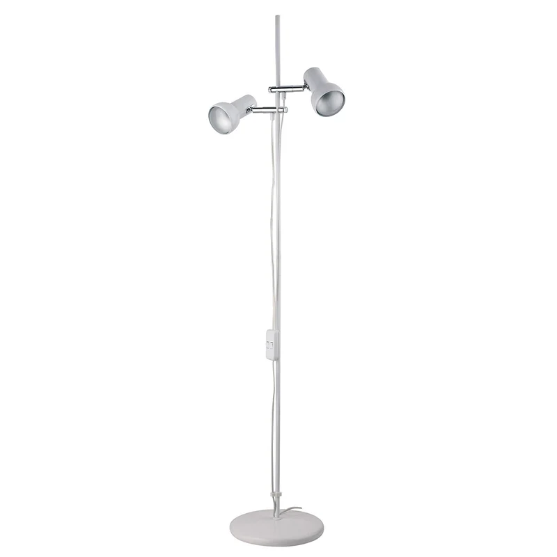 B-Ware Busch Stehleuchte EIFEL LED Lampe Strahler 2-flammig weiß chrom 140cm 4,3kg