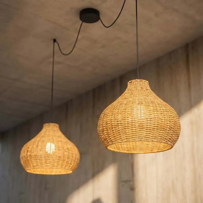 B-Ware Lucande Außenlampe Gartenleuchte Taniola LED Hängelampe dimmbar beige Rattan