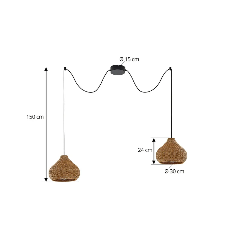 B-Ware Lucande Außenlampe Gartenleuchte Taniola LED Hängelampe dimmbar beige Rattan