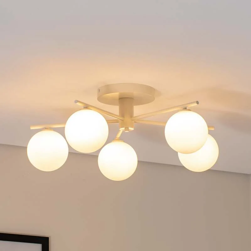 B-Ware Jupiter Deckenleuchte Lampe Prato LED Hängelampe dimmbar sand 5-flammig Ø66cm