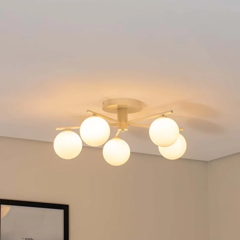 B-Ware Jupiter Deckenleuchte Lampe Prato LED Hängelampe dimmbar sand 5-flammig Ø66cm