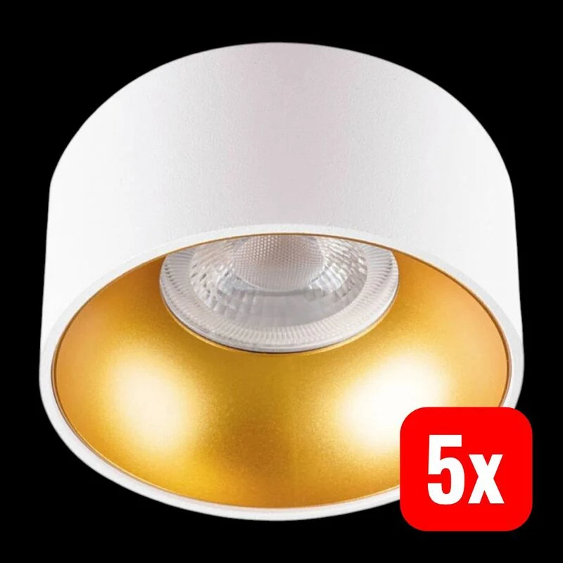 5x B-Ware Kanlux Deckenleuchte MINI RITI GU10 LED Lampe Leuchte dimmbar gold Ø 85 mm weiß