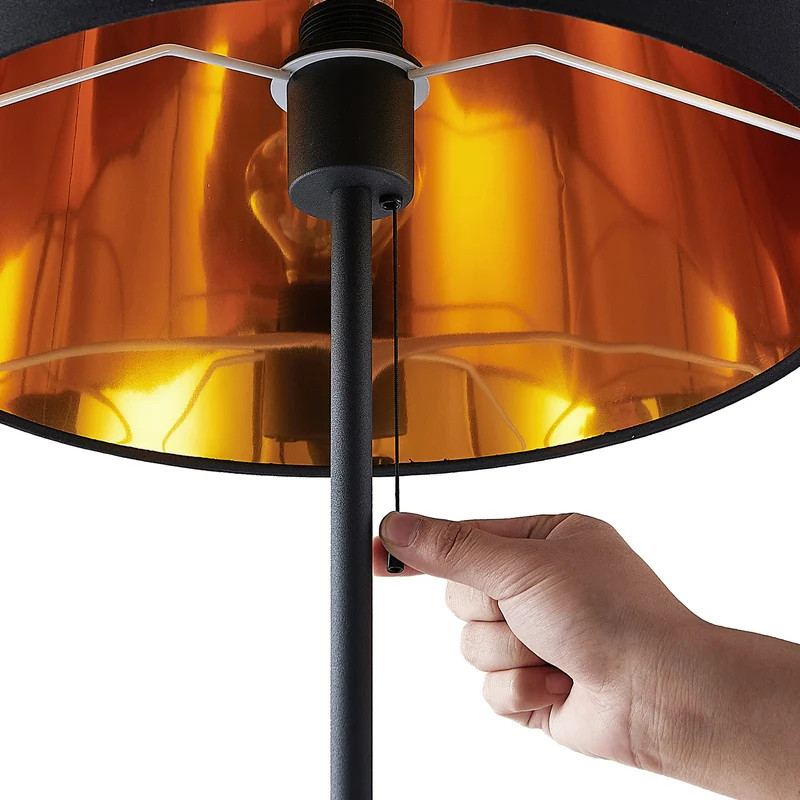 B-Ware Lindby Stehlampe Efalia LED Leselampe schwarz-gold Textil 175cm mit Schalter