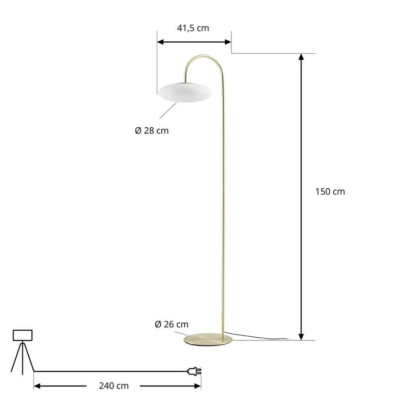 B-Ware Lucande Stehleuchte Tenebra LED dimmbar Lampe Messing Weiß 150cm 570 Lumen