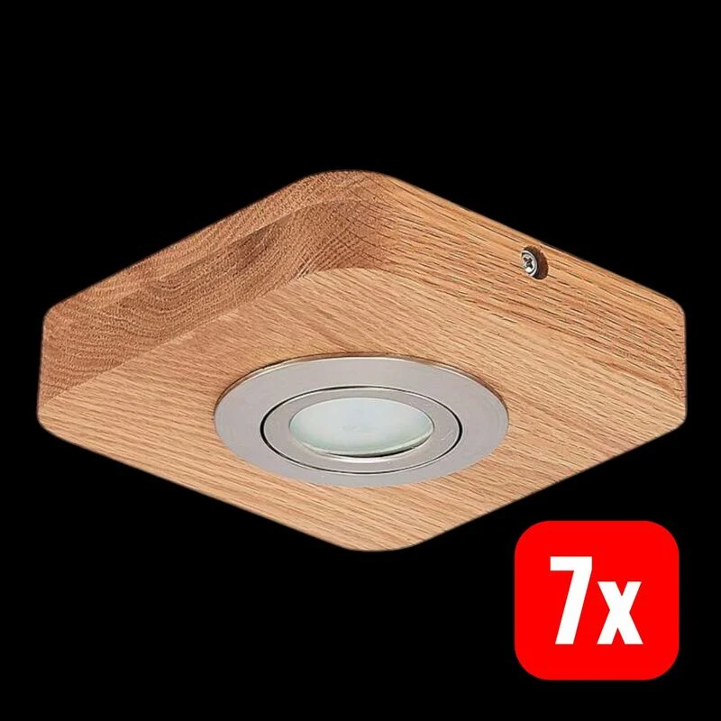 7x B-Ware Lindby Deckenleuchte Mikari LED Lampe Downlight Holz schwenkbar warmweiß 14cm