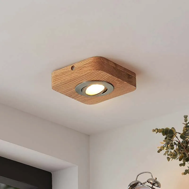 7x B-Ware Lindby Deckenleuchte Mikari LED Lampe Downlight Holz schwenkbar warmweiß 14cm