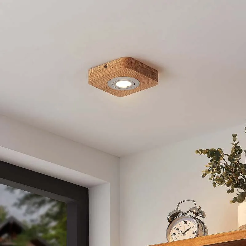 7x B-Ware Lindby Deckenleuchte Mikari LED Lampe Downlight Holz schwenkbar warmweiß 14cm