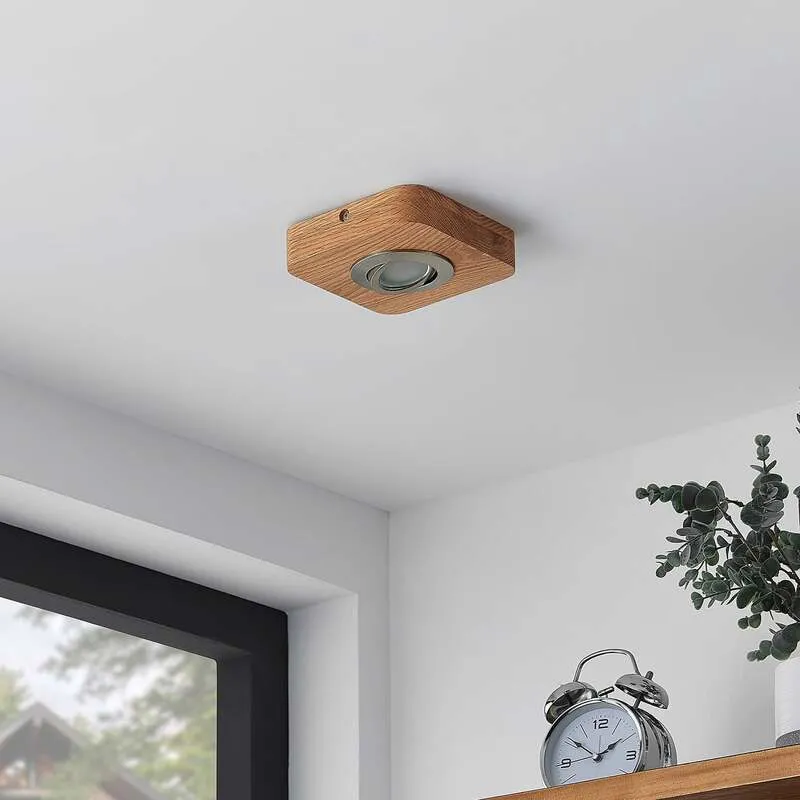 7x B-Ware Lindby Deckenleuchte Mikari LED Lampe Downlight Holz schwenkbar warmweiß 14cm